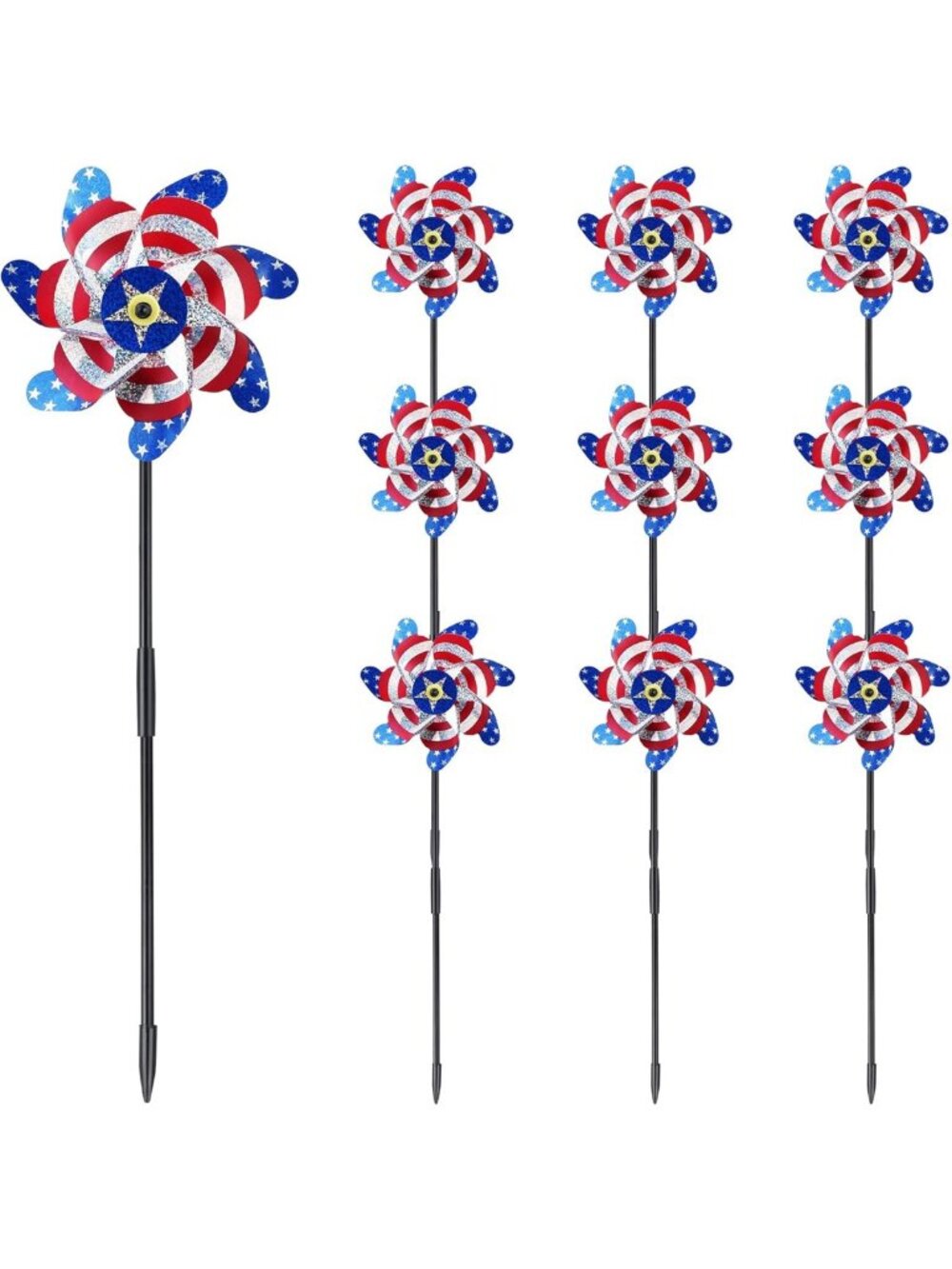 Reflective Garden Pinwheels - Sparkly Wind Spinners to Scare Birds & Animals, 10
